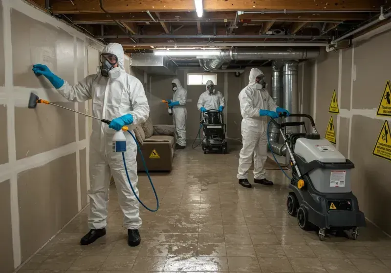 Basement Moisture Removal and Structural Drying process in Farmingville, NY